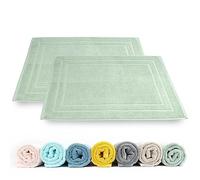 Rinsl Lot de 2 tapis de bain - 100 % coton éponge - 50 x 70 cm - Qualité 700 g/m² - Séchage rapide - Absorbant - Lavable - Vert céladon
