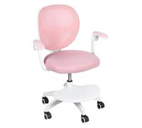 RINUA Chaise de bureau à roulette 360° Chaise d'étude enfant Hauteur réglable Accoudoirs réversibles repose-pieds Rose