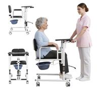 RINUA Fauteuil de transfert pour personne âgée - Charge max 200 kg - 180° - 65X54X98CM - Fer - hauteur réglable - NOIR
