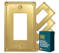 Rio Salto Cache-prise duplex en métal doré brossé - Collection Pearl Plaques murales décoratives de taille moyenne 8 x 12,7 cm (4, laiton doré, duplex 1 bande)