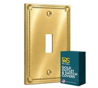 Rio Salto Plaque décorative dorée brossée pour interrupteur à bascule - Plaque murale en métal de qualité supérieure - Collection Pearl - Taille moyenne 12,70 cm x 8 cm