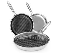RIOVARM Acier inoxydable Set de poêles à frire Induction Antiadhésive Batterie de cuisine 20cm 26cm 30cm Poêle Wok Lavable au lave-vaisselle Sans danger pour le four pour tous les types de cuisinières