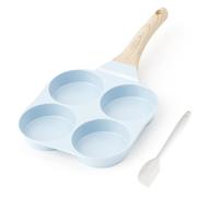 RIOVARM Antiadhésif Poêle à omelette Induction Poêle à oeufs Céramique Petite poêle à frire sans PFOA Ronde 4 trous Poêle à œufs pour le petit déjeuner Poêle à crêpes Poêle de camping