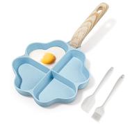 RIOVARM Antiadhésif Poêles à omelette Induction Poêle à frire 4 trous En forme de cœur Poêle à oeufs Granit Petites casseroles Créative Mignon Saine Crêpe Poêle pour le petit déjeuner sans PFOA