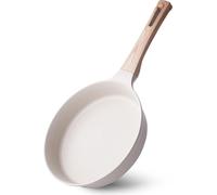 RIOVARM Poêle à induction antiadhésive 28cm Granit Poêle à oeufs sans Woodgrain-poignée Beige