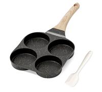RIOVARM Poêle à omelette antiadhésive, à induction, avec revêtement en granit, petite poêle à frire sans PFOA, ronde à 4 trous pour le petit déjeuner, poêle à crêpes, poêle de camping