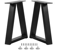 Rioychan Lot de 2 pieds de table trapézoïdaux en métal de 40,6 cm pour banc, table basse, pieds de meubles à faire soi-même, vis et patins réglables, 40,6 x 27,7 cm