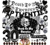 Rip Lot de 43 ballons décoratifs d'anniversaire des années 20 avec bannières Motif tête de mort en forme de tête de mort 30 Décorations de gâteaux pour My Youth