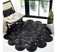 Ripaz Vogue Tapis de Jute Teinture Noire Tressé à la Main Cercle Design Rond pour Salon, Chambre, Couloir, Cuisine (210x210 Cm (7x7 Feet Round))