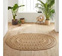 Ripaz Vogue Tapis Ovale tissé à la Main en Jute avec Motif Cercle pour Chambre à Coucher, Salon (120 x 180 cm)