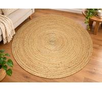 Ripaz Vogue Tapis rond en jute naturelle tressé à la main - Tapis rustique de style rustique pour salon, couloir, chambre à coucher, rond de 150 cm