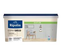 Ripolin Peinture intérieure multisupports Satin ultra-couvrante lessivable Gris Lome 2,5L