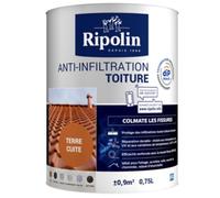 RIPOLIN - Etancheite Anti-infiltration Toiture Extérieur - Colmate les Fissures - Resistance a la Fissuration - Etanche - Résistante aux Intempéries et Rayonnement UV - 0,75L - Terre Cuite
