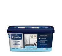 RIPOLIN - Peinture Anti-Humidité Intérieur - Haute Protection pour Murs Sujets aux Infiltrations d'Eau - Protège des Moisissures - Microporeuse & Lessivable - Satin - 2,5L - Blanc Casse