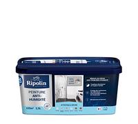 RIPOLIN - Peinture Anti-Humidité Intérieur - Haute Protection pour Murs Sujets aux Infiltrations d'Eau - Protège des Moisissures - Microporeuse & Lessivable - Satin - 2,5L - Gris Lome