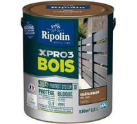 RIPOLIN Peinture Bois 2.5 L Châtaignier Satin - SYSTÈME DUAL PROTECT