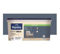 Ripolin Peinture Intérieure Couleur Satin Ultra-couvrante Lessivable 2,5 L Bleu Seram