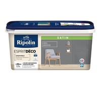 RIPOLIN Peinture Couleur Satin Ultra Couvrante pour Cuisine, Chambre, Salon, Salle, Entrée, Couloir - Gris ardoise