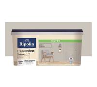 RIPOLIN Peinture Couleur Satin Ultra Couvrante pour Cuisine, Chambre, Salon, Salle, Entrée, Couloir - Gris cetus