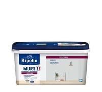 RIPOLIN - Peinture Intérieure Multi-Supports - Murs, Boiseries & Radiateurs - Ultra couvrante - Monocouche - Confort d'application - Aspect Velours - Gris Souris - 2,5L