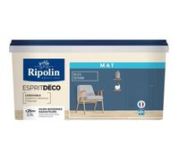 RIPOLIN - Peinture Intérieure Multi-Supports - Murs, Boiseries et Radiateurs - Ultra Couvrante - Lessivable - Application Facile - Ecolabel - Aspect Mat - 2.5L - Bleu Seram