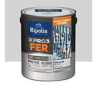 RIPOLIN Peinture fer glycéro XPRO3 Fer Brillant Gris Clair 2 L