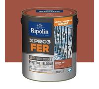 RIPOLIN Peinture fer glycéro XPRO3 Fer Brillant Rouge Vif 2 L
