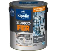 RIPOLIN Peinture Fer - Gris - Brillant - 2 L