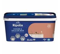 RIPOLIN Peinture Intérieure Cuisine et Bain Effet Perlant Ocre Nubie 2 L | Peinture Spécialement Conçue pour les Pièces Humides, Technologie 'effet Perlant', Grande Résistance aux Graisses