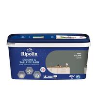 RIPOLIN Peinture Intérieure Cuisine et Bain Effet Perlant Vert Galane 2 L | Peinture Spécialement Conçue pour les Pièces Humides, Technologie 'effet Perlant', Grande Résistance aux Graisses
