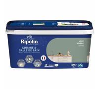 RIPOLIN Peinture Intérieure Cuisine et Bain Effet Perlant Vert Nobile 2 L | Peinture Spécialement Conçue pour les Pièces Humides, Technologie 'effet Perlant', Grande Résistance aux Graisses