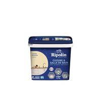 RIPOLIN Peinture Intérieure Cuisine et Bain Lessivable Jaune Renoir 0,75 L | Peinture Spécialement Conçue pour les Pièces Humides, Technologie 'effet Perlant', Grande Résistance aux Graisses