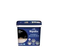 RIPOLIN Peinture Intérieure Cuisine et Bain Lessivable Noir Houvert 0,75 L | Peinture Spécialement Conçue pour les Pièces Humides, Technologie 'effet Perlant', Grande Résistance aux Graisses