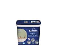 RIPOLIN Peinture Intérieure Cuisine et Bain Lessivable Vert Gaspesie 0,75 L | Peinture Spécialement Conçue pour les Pièces Humides, Technologie 'effet Perlant', Grande Résistance aux Graisses