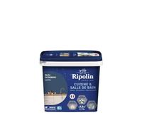 RIPOLIN Peinture Intérieure Cuisine et Bain Satin Bleu de Bering 0,75 L | Peinture Spécialement Conçue pour les Pièces Humides, Technologie 'effet Perlant', Grande Résistance aux Graisses