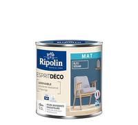 RIPOLIN - Peinture Intérieure Multi-Supports - Murs, Boiseries et Radiateurs - Ultra Couvrante - Lessivable - Application Facile - Ecolabel - Aspect Mat - 0.5L - Bleu Seram