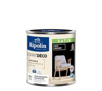 Peinture Couleur Intérieure Satin pour Cuisine Salle Salon Chambre - sur Murs Boiseries Radiateurs - 0,5L - Noir Houvert - Ripolin