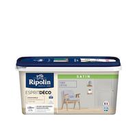 RIPOLIN Peinture Couleur Satin Ultra Couvrante pour Cuisine, Chambre, Salon, Salle, Entrée, Couloir - Gris cetus