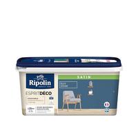 RIPOLIN Peinture Couleur Satin Ultra Couvrante pour Cuisine, Chambre, Salon, Salle, Entrée, Couloir - Bleu seram