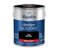 RIPOLIN Peinture Laque Glycéro Intérieure/Extérieure Noir Ral 9005 2 L | Tendu, Résistance Accrue, Très Lessivable, Résistance aux Taches, Finition Brillante, Intérieur/Extérieur, Brillant