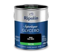 RIPOLIN Peinture Laque Glycéro Intérieure/Extérieure Noir Ral 9005 2 L | Tendu, Résistance Accrue, Très Lessivable, Résistance aux Taches, Finition Satin, Intérieur/Extérieur, Satin