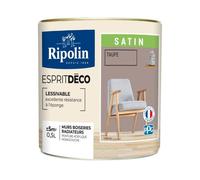 RIPOLIN - Peinture Intérieure Multi-Supports - Murs, Boiseries & Radiateurs - Ultra-Couvrante - Lessivable - Application Facile - Ecolabel - Satin - 0,5L - Taupe