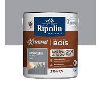 Ripolin Peinture pour bois Satin 2,5 L Gris Bouleau – Ultra couvrant sans sous-couche
