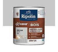 RIPOLIN Peinture pour bois intérieur et extérieur - Gris clair Ral 7035 satin - 2,5 L