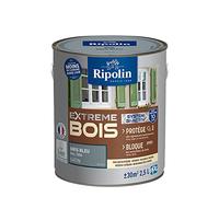 RIPOLIN - Peinture pour Bois Intérieur/Extérieur - Sans Sous-couche Ultra-couvrant - Résiste aux Intempéries, UV et Chocs - Protège et Magnifie - Lessivable - Satin - 2,5L - Gris Bleu