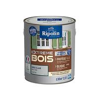 RIPOLIN - Peinture pour Bois Intérieur/Extérieur - Sans Sous-couche Ultra-couvrant - Résiste aux Intempéries, UV et Chocs - Protège et Magnifie - Lessivable - Satin - 2,5L - Gris Clair