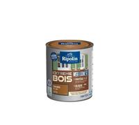 RIPOLIN - Peinture pour Bois Intérieur/Extérieur - Sans Sous-couche Ultra-couvrant - Résiste aux Intempéries, UV et Chocs - Protège et Magnifie - Lessivable - Satin - 0,5L - Ton Bois