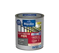 RIPOLIN Peinture pour Fer Extérieur Brillant Gris Acier Ral 7012 0,5 L | Peinture pour Fer Extérieur, Haute Protection, Extérieur, Brillant