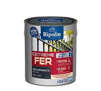 RIPOLIN - Peinture pour Fer Extérieur - Glycéro Antirouille - Sous-couche intégrée - Application directe sur Rouille - Résistante aux Intempéries, UV et Chocs - Brillant - 2L - Gris Anthracite RAL7016