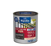 RIPOLIN - Peinture pour Fer Extérieur - Glycéro Antirouille - Sous-couche intégrée - Application directe sur Rouille - Résistante aux Intempéries, UV et Chocs - Brillant - 0,5L - Brun Normand RAL 8019